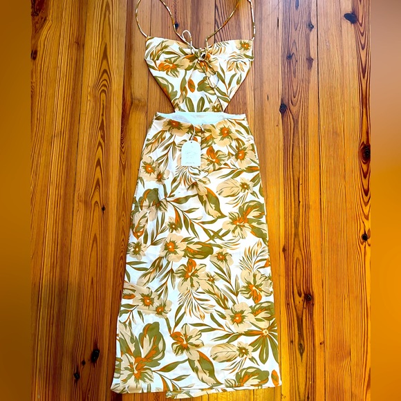 NWT Tropical Midi Dress with Slit Sz XS - Picture 4 of 7